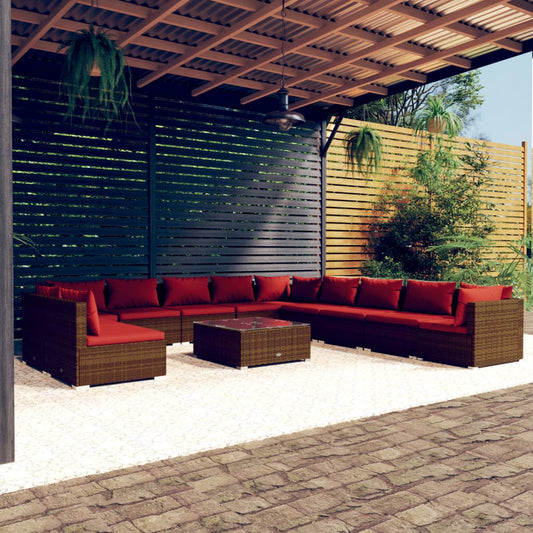 Garden Lounge Set Brown, Cinnamon Red