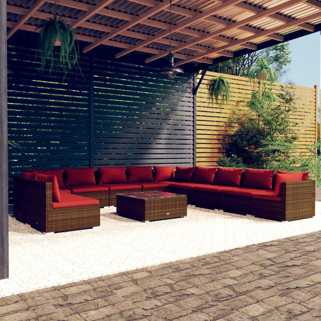 Garden Lounge Set Brown, Cinnamon Red