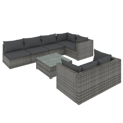 Garden Lounge Set Grey PE rattan 8 Piece Modular