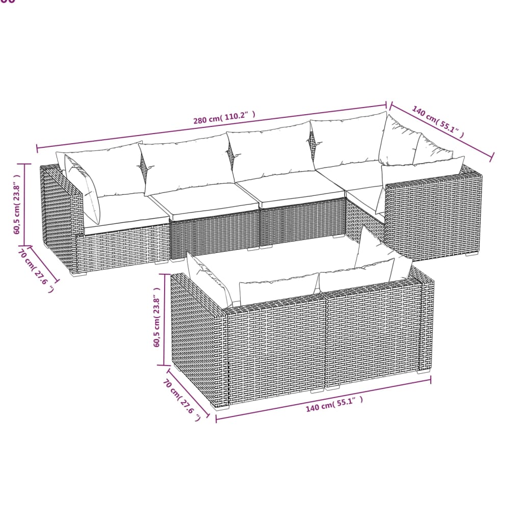 Garden Lounge Set Black, Water Blue
