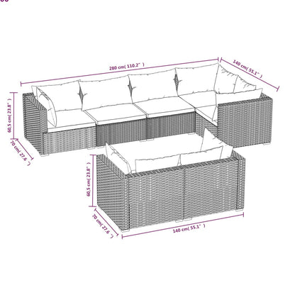 Garden Lounge Set Black, Water Blue