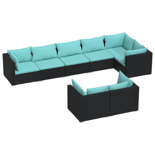 Garden Lounge Set Black and Water Blue