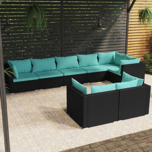 Garden Lounge Set Black and Water Blue
