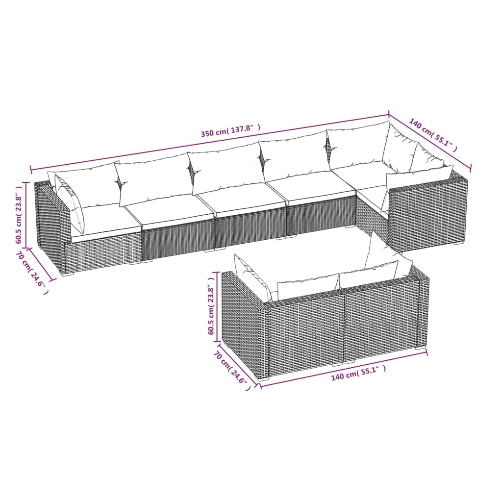 Garden Lounge Set Brown, Cinnamon Red