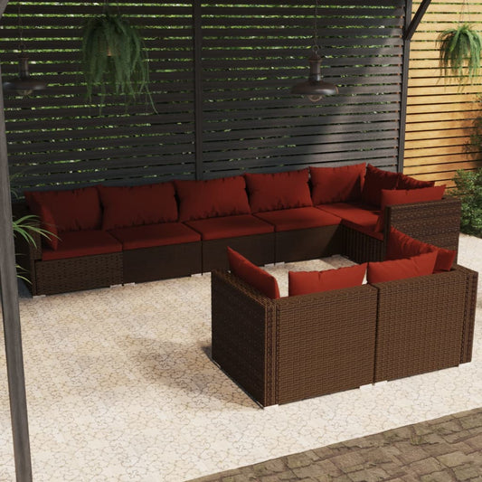 Garden Lounge Set Brown, Cinnamon Red