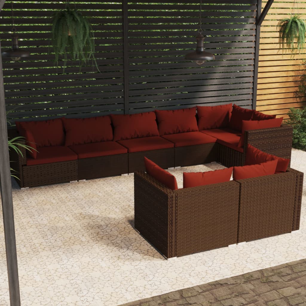 Garden Lounge Set Brown, Cinnamon Red