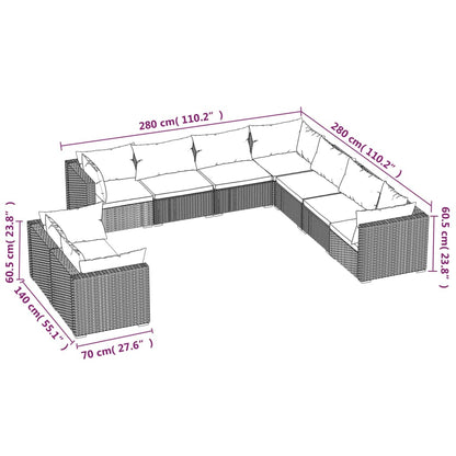 Garden Lounge Set Black PE rattan Large Modern Design