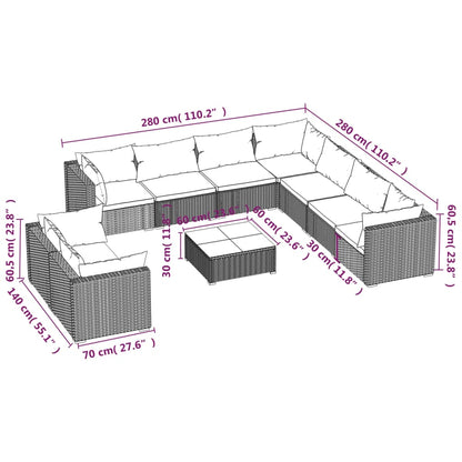 Garden Lounge Set Brown PE rattan Large Modular