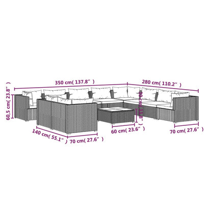 Garden Lounge Set Brown Poly Rattan Large Garden Lounge Set