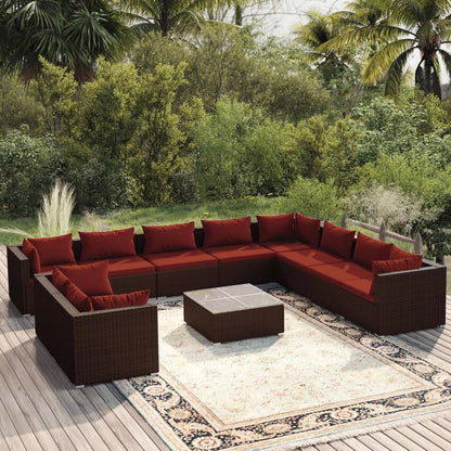 Garden Lounge Set Brown Poly Rattan Large Garden Lounge Set