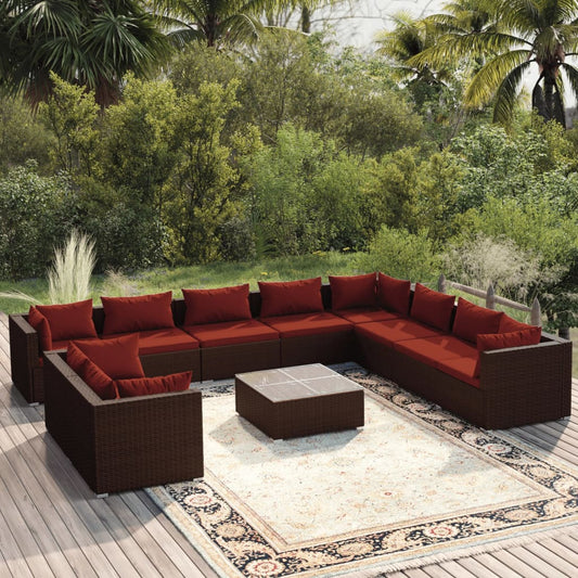 Garden Lounge Set Brown Poly Rattan Large Garden Lounge Set