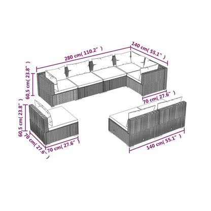 Garden Lounge Set Black and Water Blue