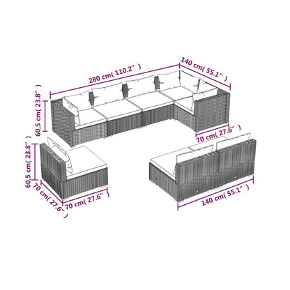 Garden Lounge Set Brown and Cinnamon Red
