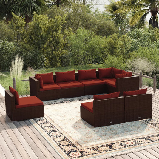 Garden Lounge Set Brown and Cinnamon Red