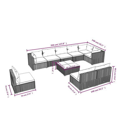 Garden Lounge Set Brown PE rattan, powder-coated steel, plastic