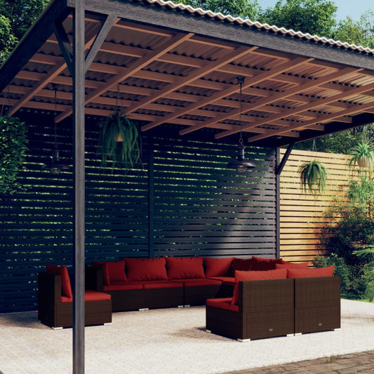 Garden Lounge Set Brown, Cinnamon Red