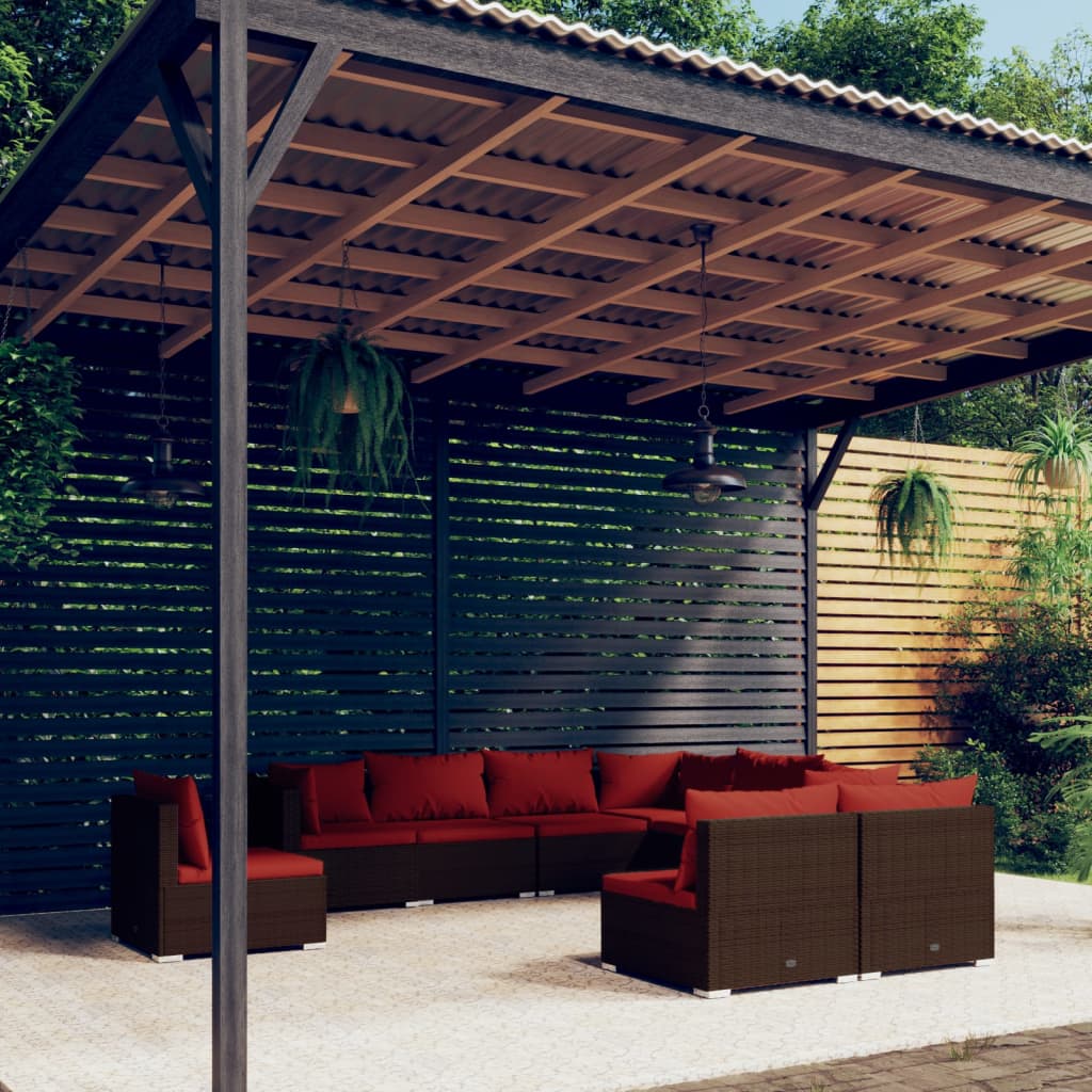 Garden Lounge Set Brown, Cinnamon Red