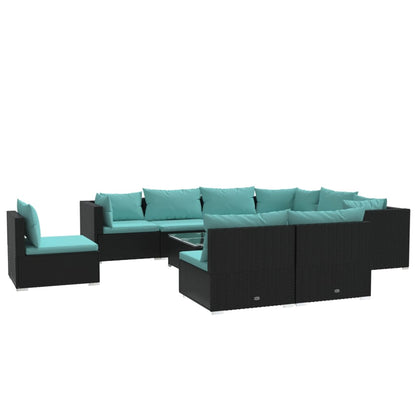 Garden Lounge Set Black and Water Blue
