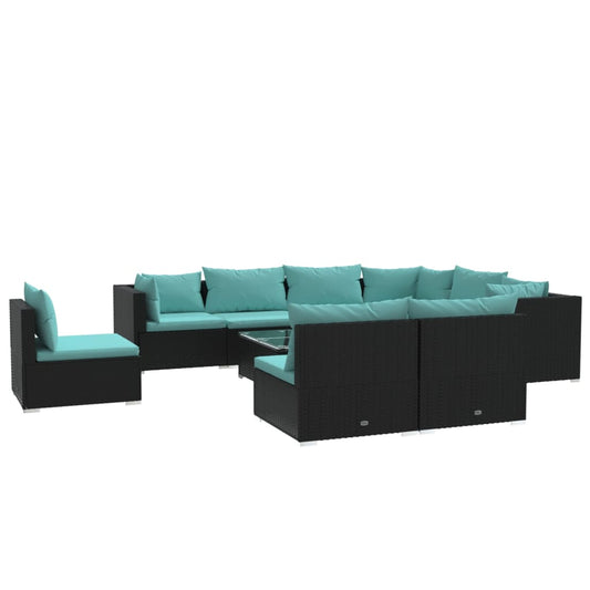 Garden Lounge Set Black and Water Blue
