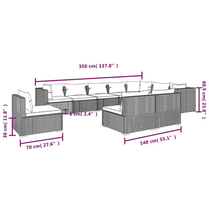Garden Lounge Set Brown PE rattan, powder-coated steel, plastic