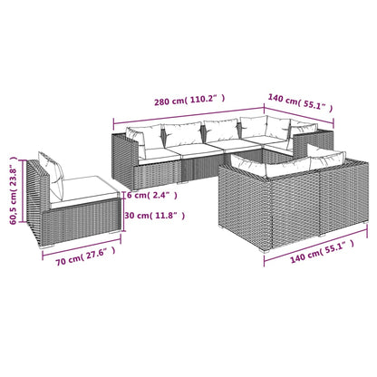 Garden Lounge Set Poly Rattan Black, Water Blue Cushions