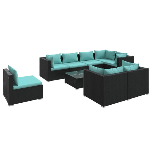 Garden Lounge Set Black and Water Blue