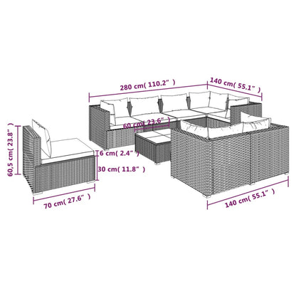 Garden Lounge Set Black and Water Blue