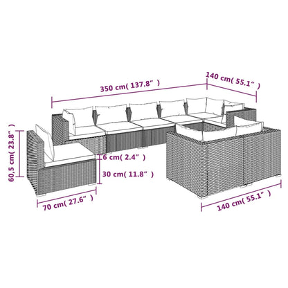 Garden Lounge Set Black, Water Blue