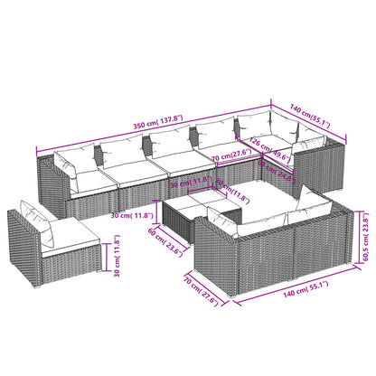 Garden Lounge Set Black