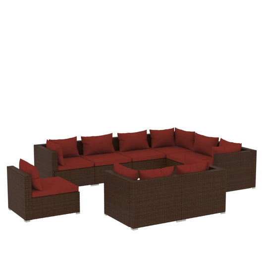Garden Lounge Set Brown PE Rattan Large Modular