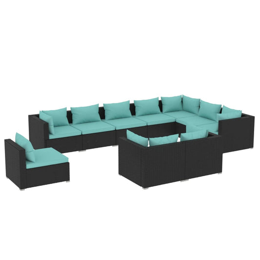 Garden Lounge Set Black and Water Blue