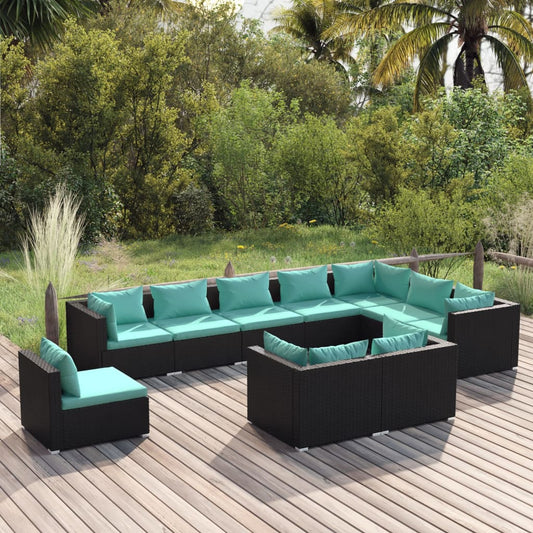 Garden Lounge Set Black and Water Blue