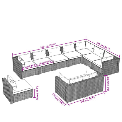 Garden Lounge Set Brown PE rattan, powder-coated steel, plastic