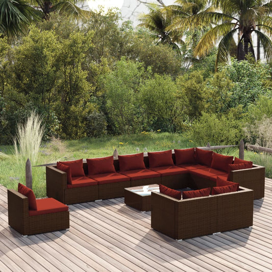 Garden Lounge Set Brown and Cinnamon red