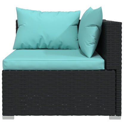 Garden Lounge Set Black and water blue