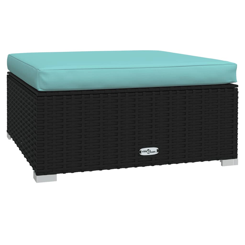 Garden Lounge Set Black and water blue