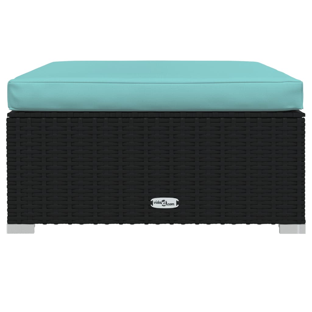 Garden Lounge Set Black and water blue
