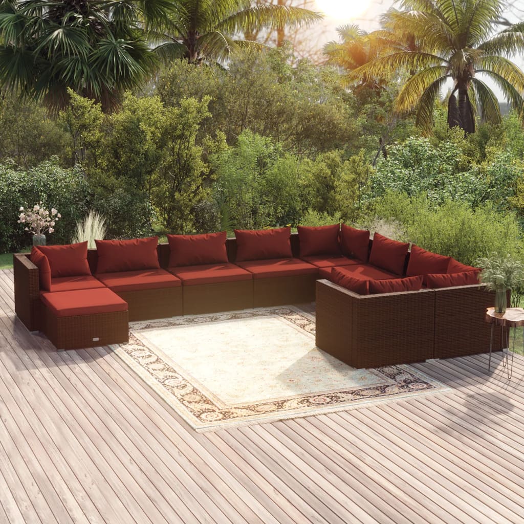 Garden Lounge Set Brown, Cinnamon Red