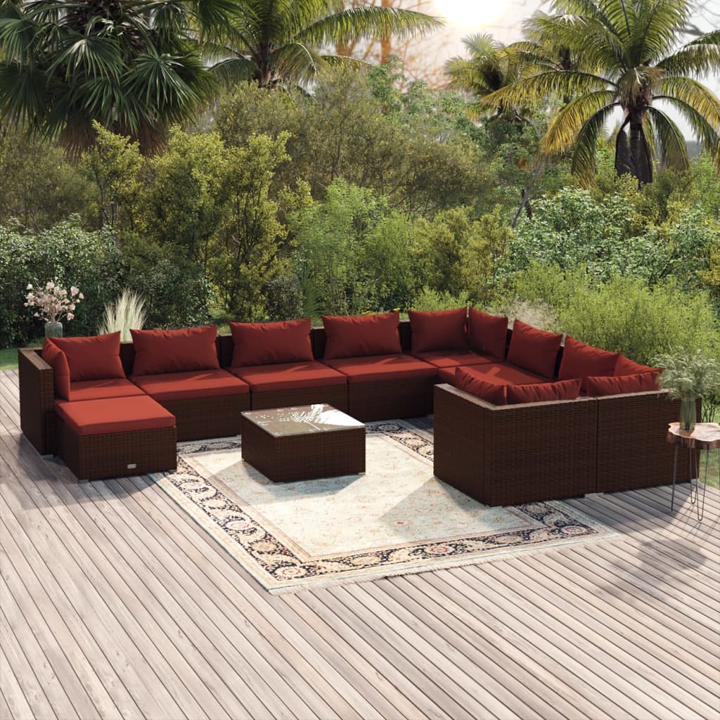 Garden Lounge Set Brown PE rattan Large Modular