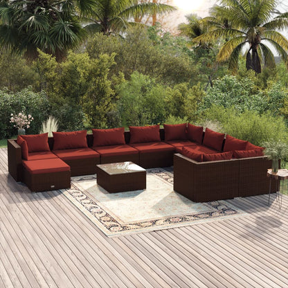 Garden Lounge Set Brown PE rattan Large Modular