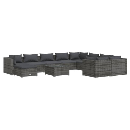 Garden Lounge Set Poly rattan: Grey, Cushion: Anthracite