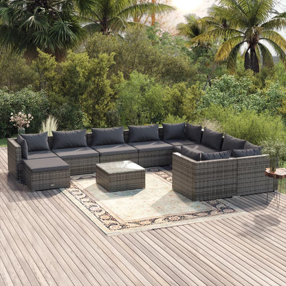 Garden Lounge Set Poly rattan: Grey, Cushion: Anthracite