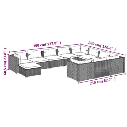 Garden Lounge Set Black PE Rattan Large Modular