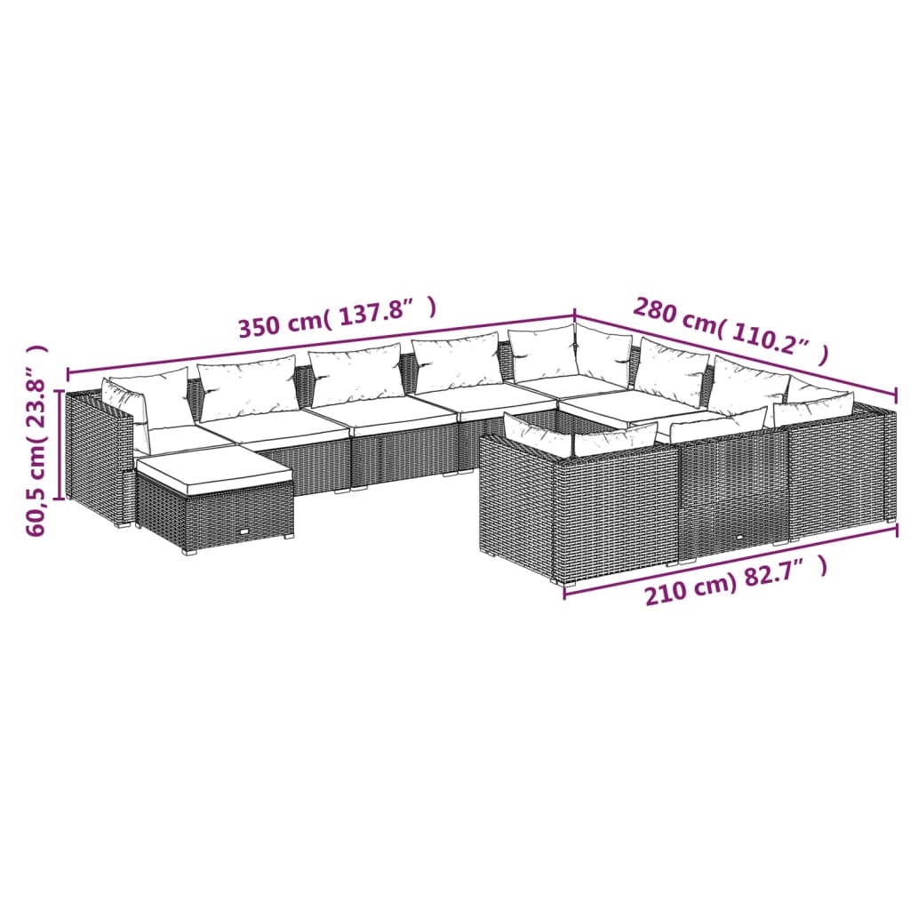 Garden Lounge Set Brown, Cinnamon Red