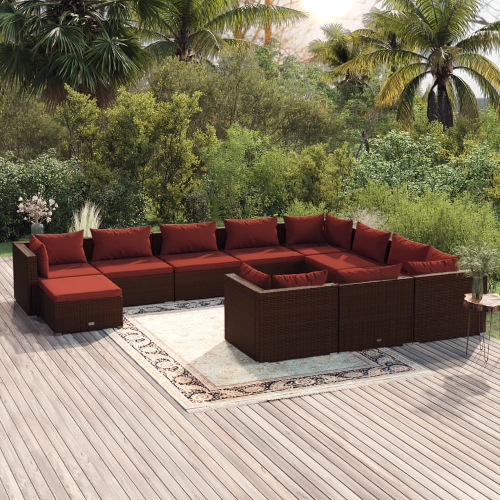 Garden Lounge Set Brown, Cinnamon Red