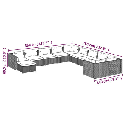 Garden Lounge Set Black, Water Blue
