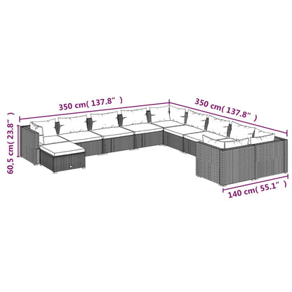 Garden Lounge Set Brown PE rattan Large Modular