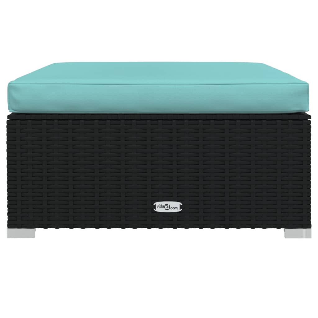 Garden Lounge Set Black, Water Blue