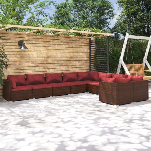 Garden Lounge Set Brown and Cinnamon Red