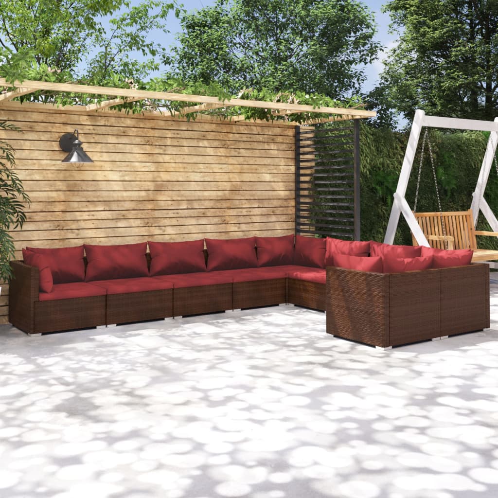 Garden Lounge Set Brown and Cinnamon Red